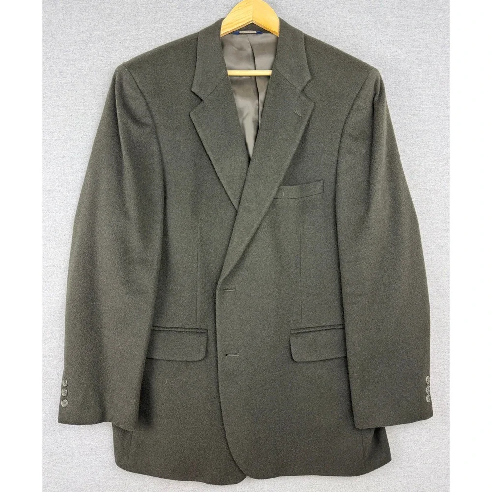 Brooks Brothers 346 Mens 46L Camel Hair Blazer Olive Green 2 Button Sport Coat